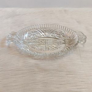 Vintage etched glass divided dish